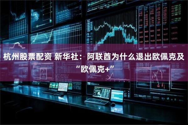 杭州股票配资 新华社：阿联酋为什么退出欧佩克及“欧佩克+”